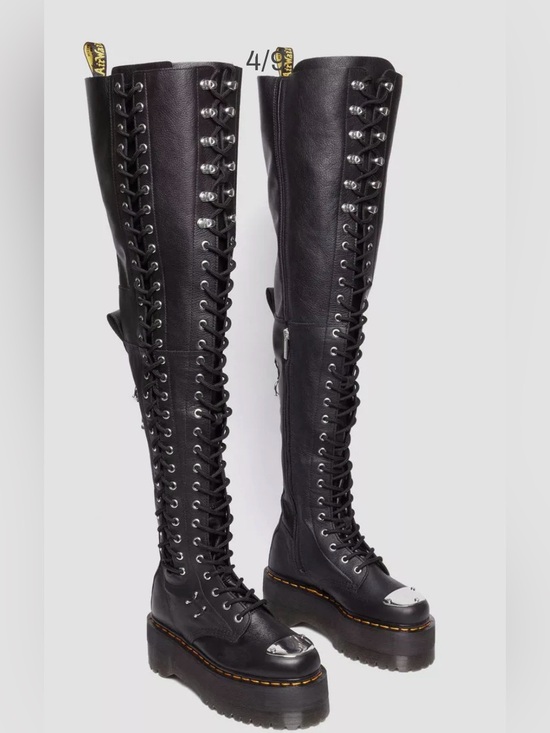 Dr. Martens Shoes - Dr Marten Black 28-EYE EXTREME MAX Over-The-Knee Lace-Up Platform Boots NWB